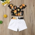 thumbnail image 6 of Qiylii 2 Pcs Girl's Outfit, Floral Short Sleeve Bow Top, Loose Shorts with Belt, 6 of 6