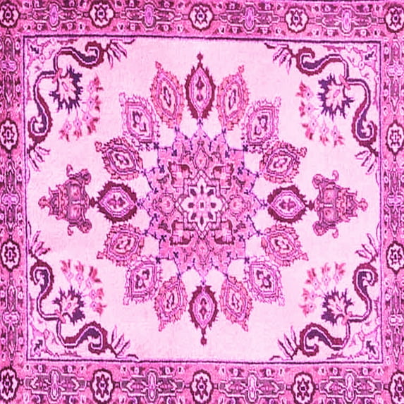 Ahgly Company Indoor Square Medallion Pink Traditional Area Rugs, 6' Square