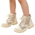 thumbnail image 7 of Girls Ankle Boots Mesh Lace Up Back Zipper Booties Kids Summer Hollow Out Breathable Soft Sole Boots White 12 Little Kids, 7 of 7