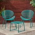 thumbnail image 3 of GDF Studio Poynes Outdoor Modern 3 Piece Chat Set, Matte Teal, 3 of 13