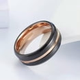 thumbnail image 2 of 18K Rose Gold Plating Titanium Steel 8mm Black Brushed Band for Man Wedding Ring, 2 of 7