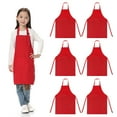 thumbnail image 1 of TOPTIE 6 Pack Kids Aprons with Pocket & Adjustable Strap, Child Chef Bib Apron for Kitchen Cooking Baking Painting-Red-M, 1 of 7
