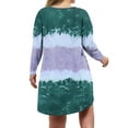 thumbnail image 7 of 50% Off Clear! Long Sleeves Dresses, Women's Fall And Winter Oversized Loose Round Neck Short Sleeved Tie Printed Dress Green, 5XL, 7 of 7