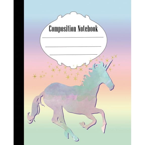 Quick Creative Unicorn Wide Ruled Composition Notebook, 7.5 Inch x 9.25 Inch, 100 Pages, Paperback