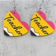 thumbnail image 1 of Pendientes de madera para profesores y estudiantes, diseño de leopardo, lápiz, caja de crayones, tijeras, regalo para profesores, 1 of 6
