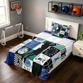 thumbnail image 3 of Manfei Boys Basketball Twin Sheets, Sport Checkered Bedding, Navy Green 3pcs(1 Flat Sheet, 1 Fitted Sheet and 1 Pillowcase), 3 of 6