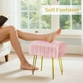 thumbnail image 5 of Haewon Upholstered Vanity Stool with Storage, Faux Fur Footstool Ottoman with Metal Legs & Anti-Slip for Bedroom/Entryway, Pink, 5 of 9