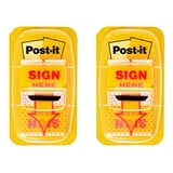Post-it® Sign Here Sticky Notes, Yellow, 1 in. Wide, 50/Dispenser, Page ...