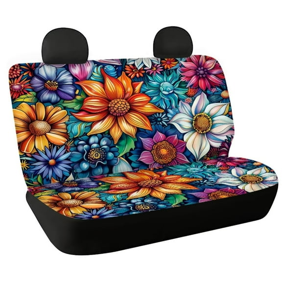 KUIFORTI Mandala Flower Car Seat Covers Rear Seats Only 2 Pack Back Bench Split Protector Automotive Interior Set Fit for Most Vehicles