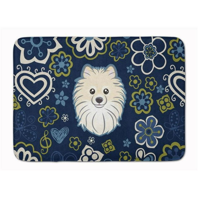 Carolines Treasures BB5058RUG Bleu Fleurs Pomeranian Machine Lavable Mémoire Mousse Tapis