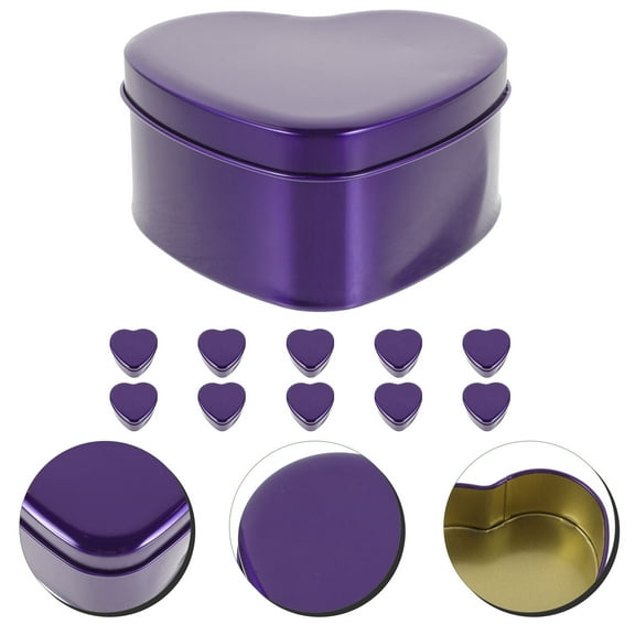 Homoyoyo 10Pcs Tinplate Heart Candy Box Purple Wedding Container Sturdy Durable Storage