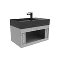thumbnail image 4 of Amazon 30" Gray Wood Floating Vanity with Black Top and Black Trim, 4 of 10
