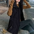 thumbnail image 6 of Wancir Women Long Vest Solid Color Sleeveless Hood Winter Puffer Vest Outwear, 6 of 8