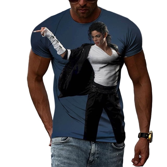 Camiseta con estampado 3D de Michael Jackson para hombre, camisa de cuello redondo de manga corta, ropa de calle Harajuku de gran tamaño, camisetas para niños