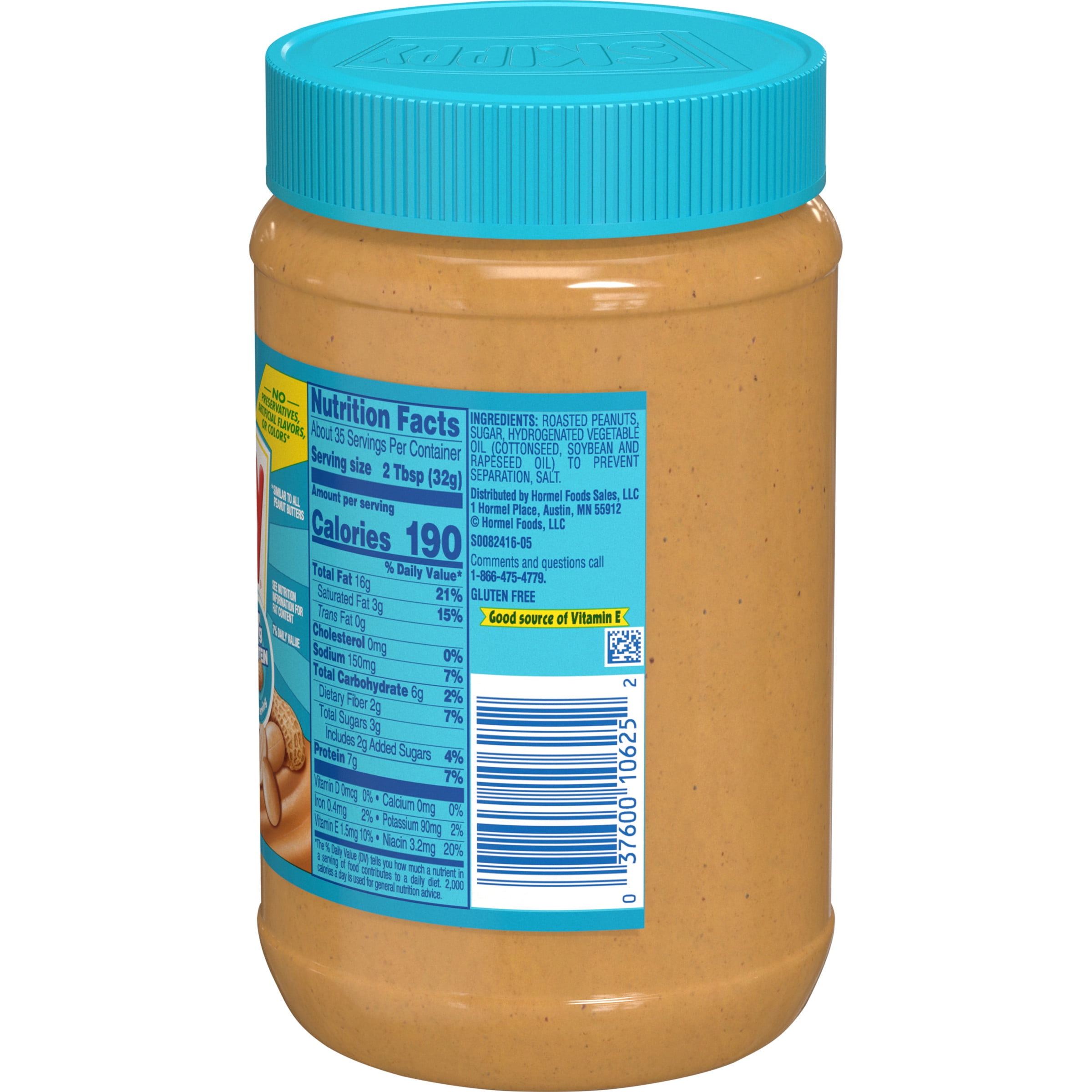 SKIPPY Peanut Butter, Creamy, 7 G Protein per Serving, 40 oz Plastic Jar (Pack of 6)