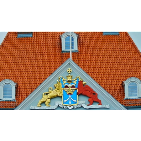 Stretched Canvas Prints Canvas Print Home Coat of Arms Facade Historically Building Stretched Canvas 32 x 24 ()