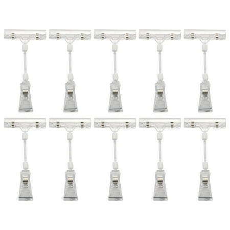 

10pcs 6.5 inch Height Transparent Plastic Double Clips Adjustable Pop Sign Card Display Holder