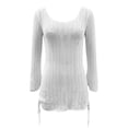 thumbnail image 6 of Women Crochet Swim Cover up Summer Bathing Suit Hollow Out Long Sleeve Dress Coverup Mesh Knit Beach Outfits (Free Size, White), 6 of 7
