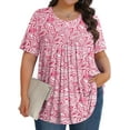 thumbnail image 4 of Ronuti Summer Tops for Women Lady Spring Outfits Lace Tunic Floral Casual Short Sleeves T Shirts Flowy Blouses, 4 of 4