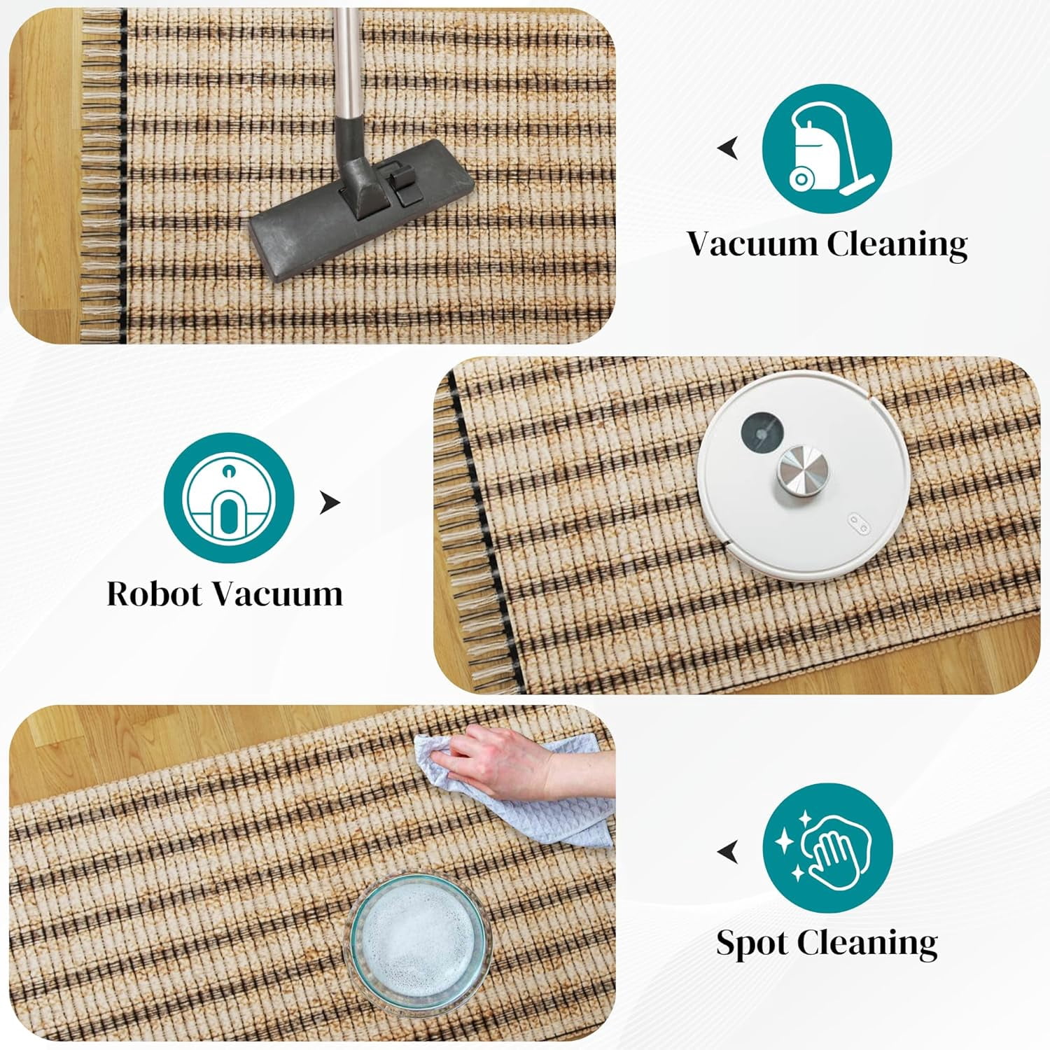 8x10 Ft Jute Natural Area Rug, Hand Woven Rug for Living Rooms, Kitchen, Bedroom & Dinings Home Decor (0.5 inch Thickness)