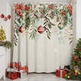 thumbnail image 2 of Shower Curtains Sets for Bathroom Decor Xmas Ball Poinsettia Eucalyptus Snow Waterproof Bathroom Curtain with Hooks, Winter Berry Retro Linen for Bathroom Decor,60x72IN, 2 of 9