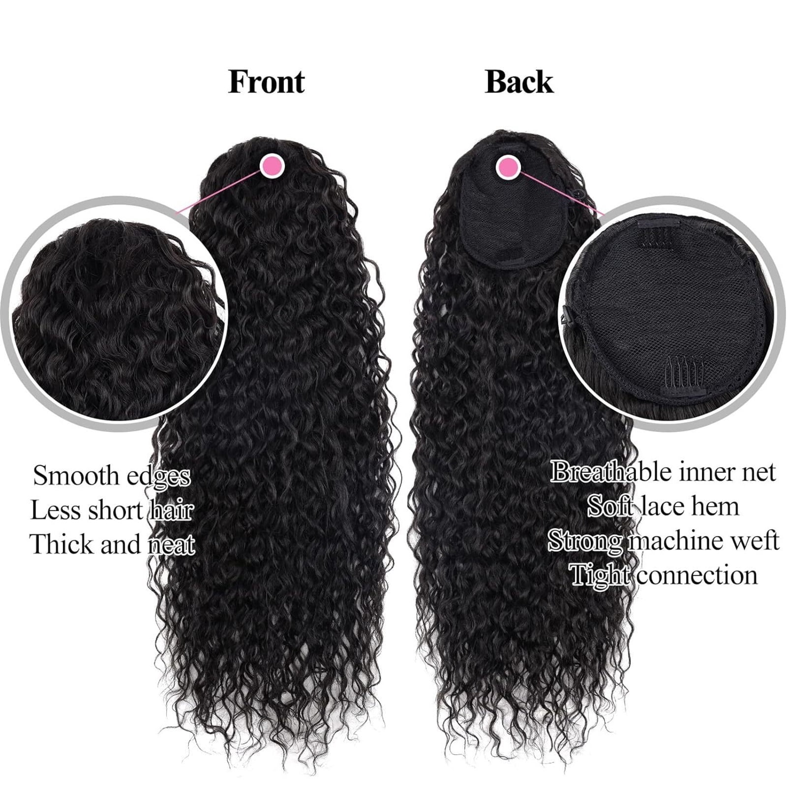 Deep Wave Drawstring Ponytail Brazilian Human Hair Curly Ponytail Hairpiece Clip In Hair Extensions Tail