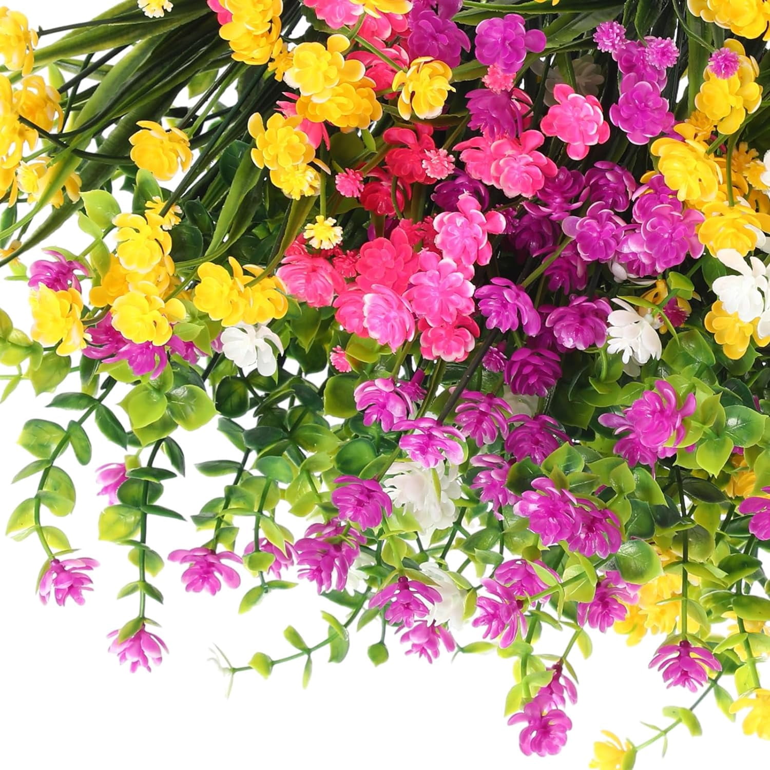 10 Bundles Artificial Flowers Outdoor, UV Resistant Faux Artificial Plants Shrubs Plastic Flower Bulk for Hanging Planter Porch Window Home Wedding Fall Summer Decor (Orange)