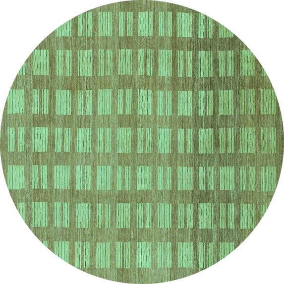 Ahgly Company Indoor Round Abstract Turquoise Blue Modern Area Rugs, 3' Round
