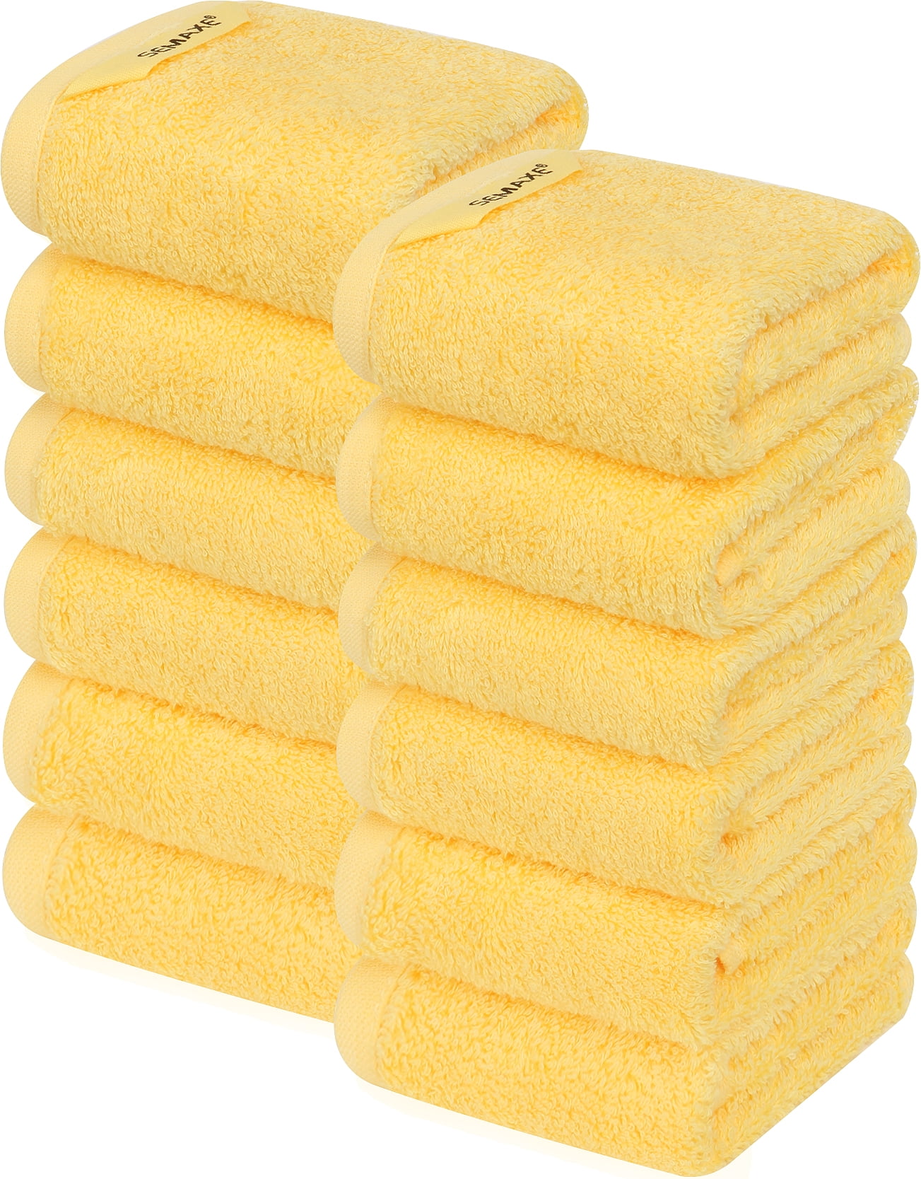 SEMAXE Yellow Towel Washcloth Set, Super Soft & Highly Absorbent Bath