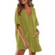 thumbnail image 2 of Trajes Casuales para las Mujeres de Verano Oversized Camiseta Romper, Cuello en V Camisetas de Mitad de Manga con Bolsillos Ropa de Playa, 2 of 9