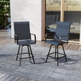 thumbnail image 3 of Outdoor Bar Stools Set of 2, 28.4" Pub Height Tall Patio Chairs, All-Weather 360° Swivel Patio Barstools for Outside Garden Poolside Yard, Blue, 3 of 8