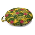 thumbnail image 1 of Tropical Round Floor Cushion with Handle, Exotic Monstera Leaves and Hibiscus Flowers Hawaiian Foliage Pattern, Pillow for Living Room & Dorms, 18" Round, Mustard Green Magenta, by Ambesonne, 1 of 4