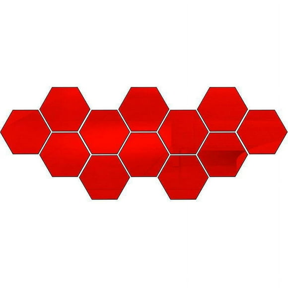 Dww-(80x70x40mm(rouge))12pcs Miroir Acrylique Autocollant Miroir Mural Autocollant Miroir Mural De Salon Miroir Mural Dcoratif