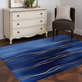 thumbnail image 4 of Abstract Golden Area&nbsp;Rug 4x6ft Water Ripple Dark Blue Sea Modern Art Non-Slip&nbsp;Washable Square&nbsp;Rugs Soft Felt Indoor Floor Mat for Bedroom Kitchen Living Room Bathroom, 4 of 9