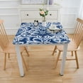 thumbnail image 3 of HAOXIT Blue and White Table Cloth for Flower Decorative for Kitchen Dining Room Party Table Covers Resistant White, 3 of 7