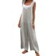 thumbnail image 1 of Gibobby Monos de Moda Mono de pierna ancha de verano para mujer, sin mangas, con cuello de , informal, holgado, cómodo, holgado, sin mangas, con bolsillos(Gris， XL), 1 of 5