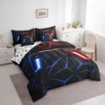 thumbnail image 3 of Castle Fairy Video Game Boy Twin Bedding Sets 7-Piece,Abstract Geometric Plaid Gamepads Bedding Comforter Set Microfiber,Blue Red Neon Lights Gamer Breathable Sheet Sets,Super Cozy Room Decor, 3 of 8