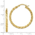 thumbnail image 7 of 14K Yellow Gold Twisted Satin Diamond-Cut Hoop Earrings, 7 of 7
