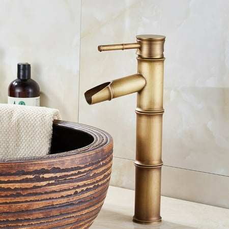 

FANJIE Basin Faucet Antique Brass Bamboo Shape Faucet Sink Mixer Faucet Single Handle