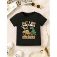 thumbnail image 2 of 1pc Preppy "Just a Boy Who Loves Dinosaurs" Print T-Shirt for Boys - Polyester Crew Neck Short Sleeve Tee with Animal Pattern - Casual Knit Fabric Top for Spring/Summer - Regular Fit with Mediu, 2 of 6