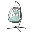 thumbnail image 3 of Gray Egg Chair with Stand, Indoor Outdoor Hanging Swing Chair for Patio, Balcony & Living Room – PE Wicker & Steel Frame (38.6"W x 76.8"H), Foldable Design, 3 of 12