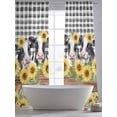thumbnail image 4 of Sunflowers Cow Sheer Curtains 2 Panels Set Retro Country Floral Cows Fence Black Plaid Sheer Window Curtains Light Filtering Rod Pocket Voile Drapes for Bedroom Living Room 52"X96", 4 of 8