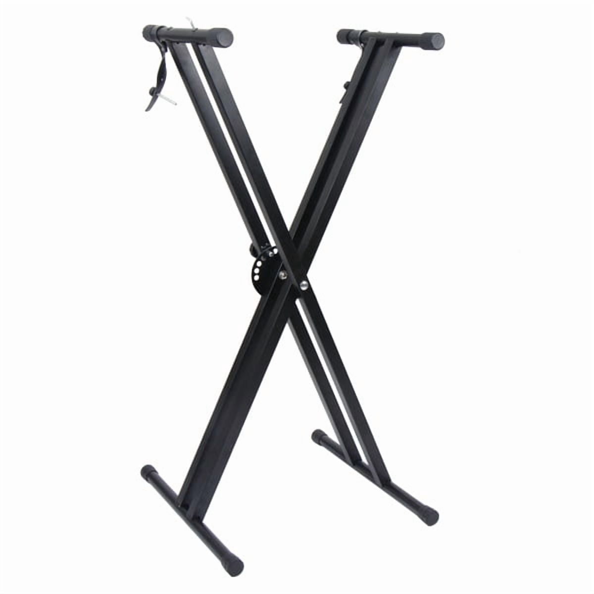 Dual-tube X-Shape Keyboard Stand + Adjustable Folding Piano Bench Stool Seat Black