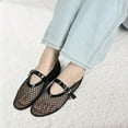 thumbnail image 5 of Women's Mesh Ballet Black Flats Buckle Comfortable Casual Office Fishnet Ballet Flats, 5 of 6