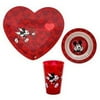 DISNEY HEART MICKEY MOUSE 3 PIECE DINNERWARE SET VALENTINES CUPID