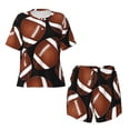 thumbnail image 4 of Picia Brown Football On Black Pajamas Sets for Women Soft Short-Sleeved Pjs with Lounge Shorts Two Piece Sleepwear-Large, 4 of 9