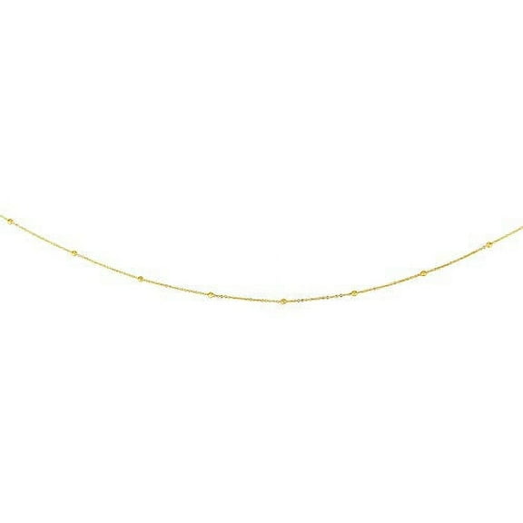 JewelStop 14k Yellow Gold 1.75mm Shiny Diamond-Cut Fancy Bead Link Necklace, Spring Ring Clasp