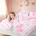 thumbnail image 3 of meiyoeat Coquette Bow Letter P Twin Bedding for Girls, Pink Princess Ribbon Bedding Comforter Set, Pink Reversible, 7pcs, 3 of 6