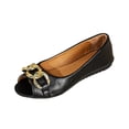 thumbnail image 2 of Women’s Casual Faux Leather Peep-Toe Slingback Flats,Soft Cushioned Insole Loafers,Elastic Slingback Strap,Durable Stitching,Indoor Outdoor Daily Wear,Fashionable Comfortable Summer Shoes Black, 2 of 9