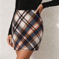 thumbnail image 3 of Wool Skirts for Women Fall Winter High Waisted Plaid Bodycon Pencil Short Mini Skirt, 3 of 8